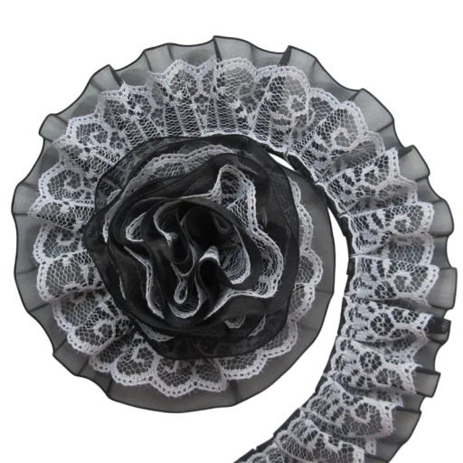 Ruban en dentelle à deux couches 182 cm Largeur 4 cm Dentelle décorative en polyester pour coudre, décorer des vêtements, décorer des textiles, artisanat