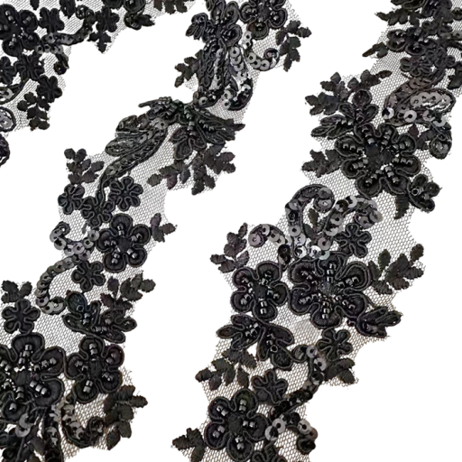 Ruban en dentelle brodé avec paillettes et perles 6 cm x 91 cm Dentelle décorative en polyester pour la décoration de robes et de vêtements de décorations de mariage