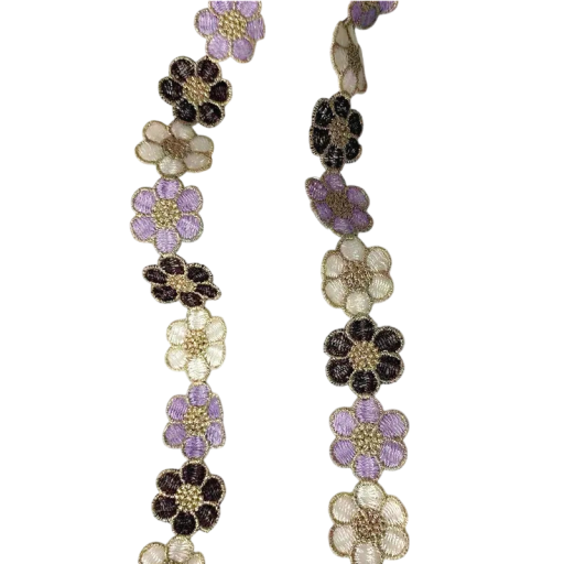 Ruban en dentelle florale 2 cm x 91 cm Dentelle décorative en polyester avec motif floral pour la décoration de vêtements, d'accessoires et de décorations