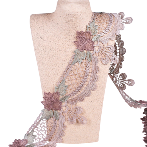 Ruban en dentelle rose 91 cm Dentelle décorative en polyester pour embellir des robes, vêtements, accessoires de mode et décorations de mariage