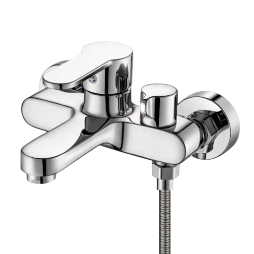 Rubinetto doccia con valvola miscelatrice tripla e tubo da 150 cm Tre modalità di flusso d'acqua Installazione a parete regolabile Finitura cromata per bagno e vasca