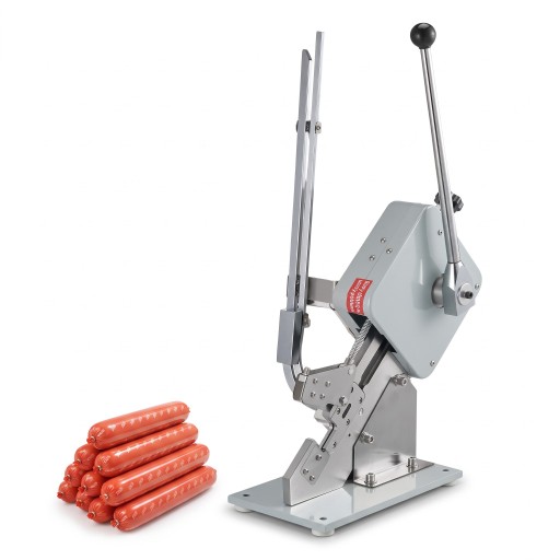 Ručná sponkovačka na klobásy a sáčky s U sponami, zásobník 200 spon, chrómovaná oceľ, strieborná, pre supermarkety, pekárne a mäsiarstva