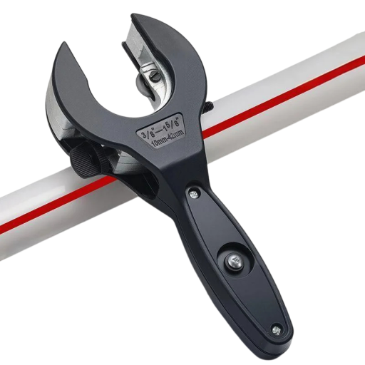 Ruční řezák trubek s ráčnou a stavitelným kolečkem pro dimenze 10 až 42 mm černý na měď hliník nerez i plastové PPR a PE trubky