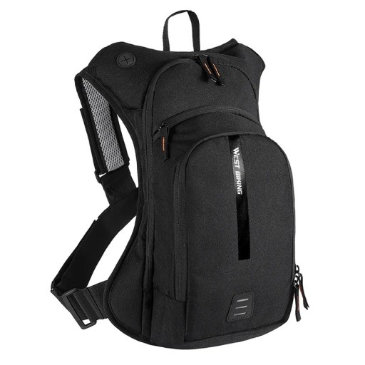 Rucsac de ciclism ultraușor 10 l Rucsac sport negru cu design reflectorizant Bretele în formă de X Orificiu pentru căști Respirabil 31×12×44 cm