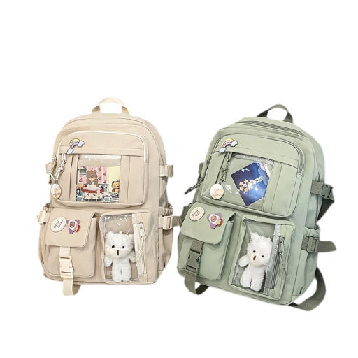 Rucsac elegant și ușor, 39 x 30 x 13 cm, rucsac școlar din nailon cu buzunar transparent, potrivit pentru școală, pentru excursii, în oraș, rucsac pentru studenți.