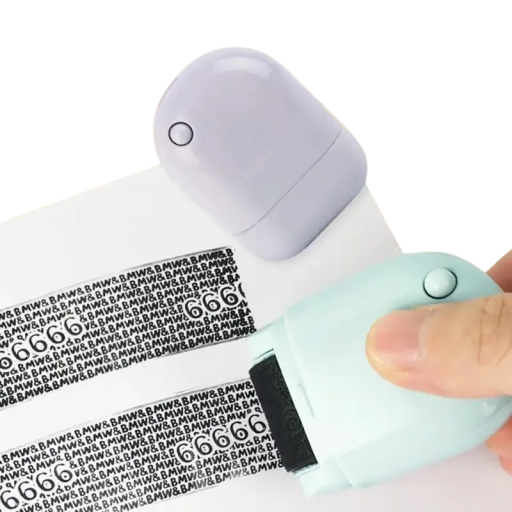 Rullo timbro per coprire il testo con piccola lama estraibile Protezione della privacy Documenti Pacchi Lettere Cancelleria