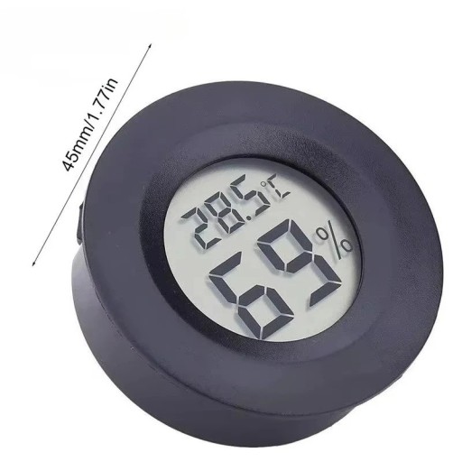 Rundt digitaltermometer med hygrometer Ø 45 mm °C/°F skiftende LCD-display LR44-batteri Indendørs temperatur- og fugtighedsmåling sæt med 4 dele