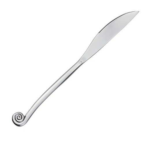 Ruostumattomasta teräksestä valmistettu ruokaleikkuri Luova aterin, jossa on etanan muotoinen kahva Kiillotettu muotoiluleikkuri tyylikkääseen