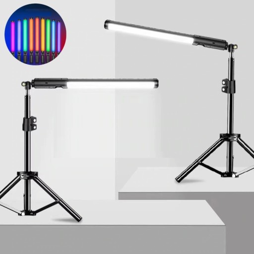 Rurkowa lampa fotograficzna LED RGB ze statywem