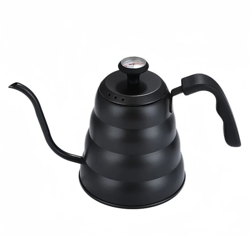 Rustfri kande til kaffe med termometer lang tud 1,2 l rustfrit stål kande til præcist hældning og opvarmning over åben ild