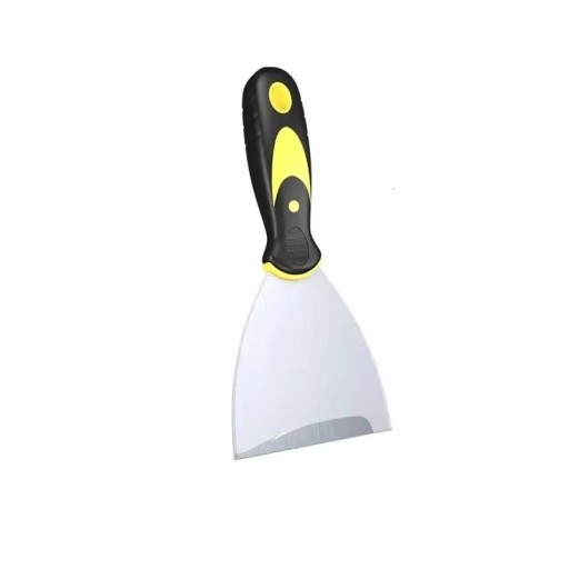Rustfri spartel 20,3 × 10 cm bred maler spartel med ergonomisk håndtag sort-gul værktøj til rengøring og overfladebehandling