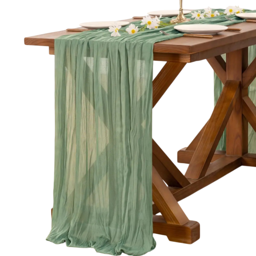 Rustieke tafelkleed van halfdoorzichtige gaasstof 90x400 cm Polyester decoratief tafelkleed voor bruiloften, banketten, feesten, vrijgezellenfeesten, feestelijke tafels