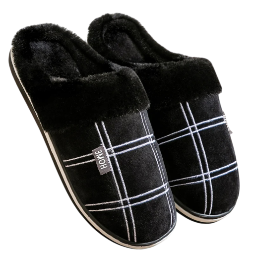 Rutig hemtofflor för män med Memory Foam Mjuka tofflor med halkfri sula Bekväma varma tofflor Snygg design