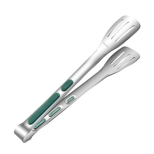 Rutschfeste Küchenzange 28,5x4,5 cm Edelstahlzange für Fleisch, Salat, Gebäck Grillzange Buffet Servierbesteck