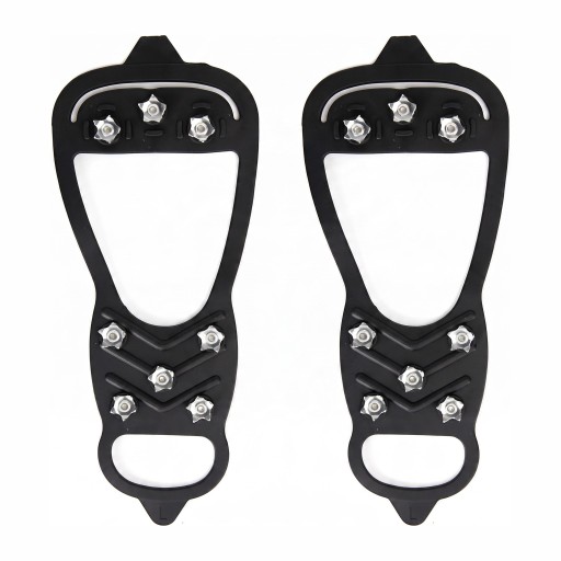 Rutschfeste Überzieher für Schuhe 8 Spikes Größe L EU 41–45 Gummizüge mit Metallspikes Schwarz 1 Paar zum Gehen auf Eis und Schnee