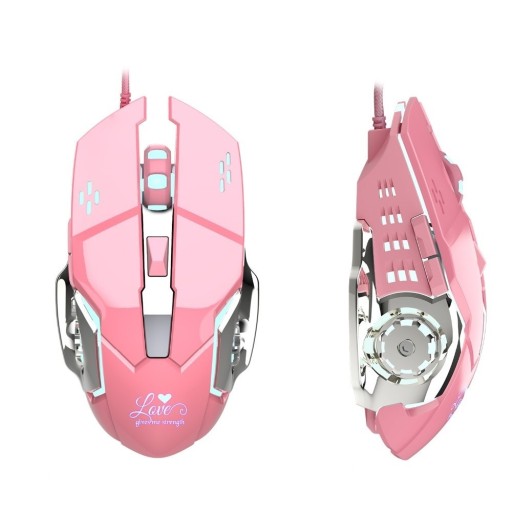 Růžová herní myš 3200 DPI