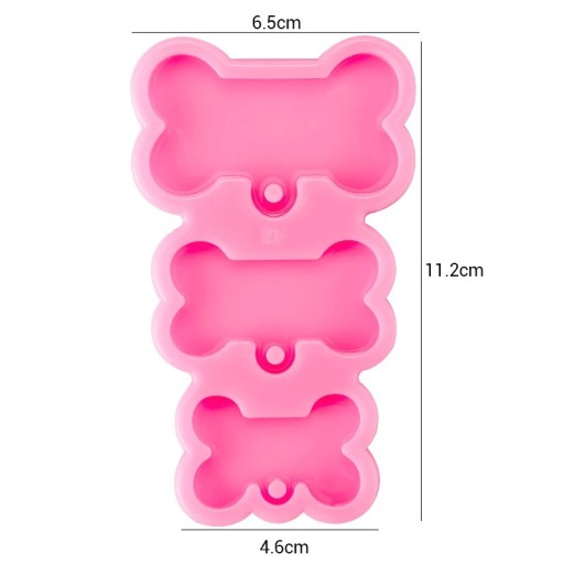 Růžová silikonová forma 3 kosti 11,2 x 6,5 cm na odlévání pryskyřice Výroba přívěsků klíčenek dekorací a originálních doplňků pro milovníky psů