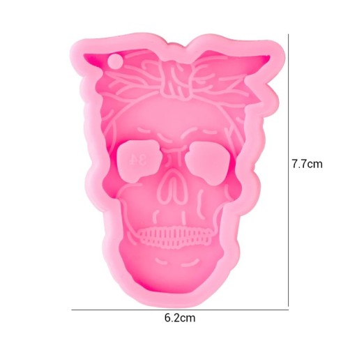Růžová silikonová forma lebka 8 cm na pryskyřici přívěsky šperky klíčenky a kreativní dekorace