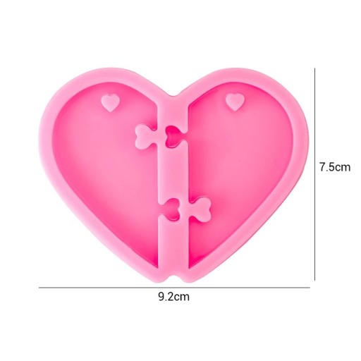 Růžová silikonová forma na pryskyřici 9,2 × 7,5 cm Forma ve tvaru srdce Puzzle Silikonová forma na šperky a přívěsky