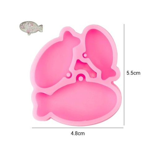 Růžová silikonová forma ryby 5,5 x 4,8 cm 3 tvary na odlévání z pryskyřice výroba přívěsků klíčenek dekorací