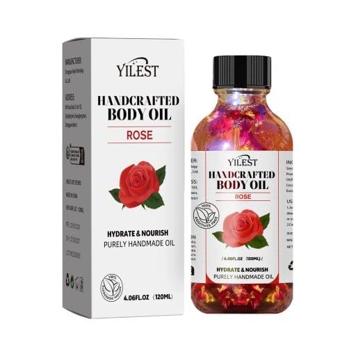 Růžový tělový olej Rose hydratační handmade 120 ml ručně vyráběný přírodní olej pro hydrataci pokožky a každodenní péči o tělo