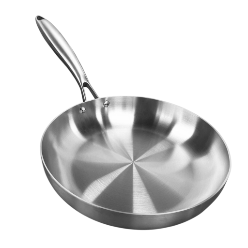 RVS pan 26 cm Antiaanbaklaag Geen chemische coating Voor het bakken van steaks Geschikt voor inductie en gas Duurzame keukenpan