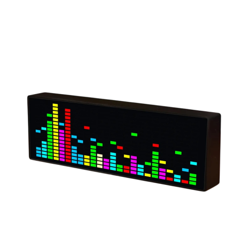 Rytmisk LED musik spektrum sensor med stemmestyring VU meter og ur 21,8 x 2,8 x 7,2 cm USB 5 V strøm til bil og rum