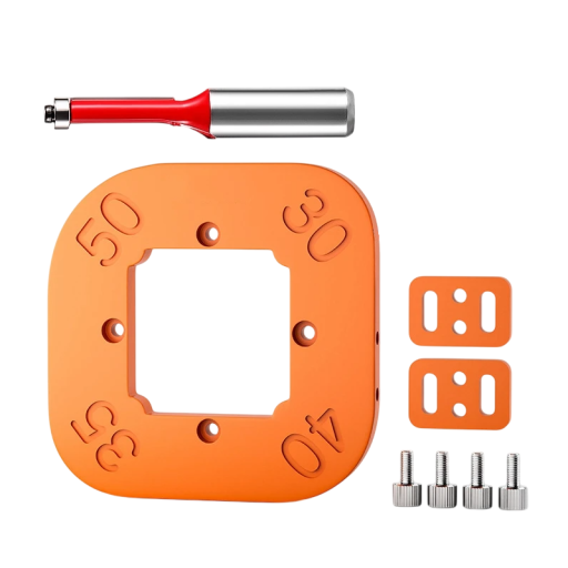 Șablon de rotunjire a colțurilor 14 x 14 cm Plastic ABS Instrument de frezare R30 R35 R40 R50 mm Fixare cu șuruburi și plăci Șurubelniță inclusă