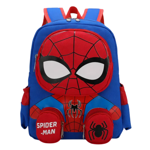 Sac à dos enfant Spiderman 33 x 26 x 11 cm Sac à dos scolaire pour enfants à partir de 5 ans 1 poche principale 3 poches plus petites 2 poches latérales pour une bouteille Fermeture zippée