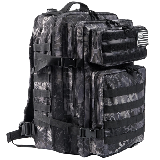 Sac à dos militaire tactique Sac à dos de camping Sac à dos grande capacité Sac à dos de randonnée avec plusieurs poches 45 L 50 x 30 cm Motif camouflage