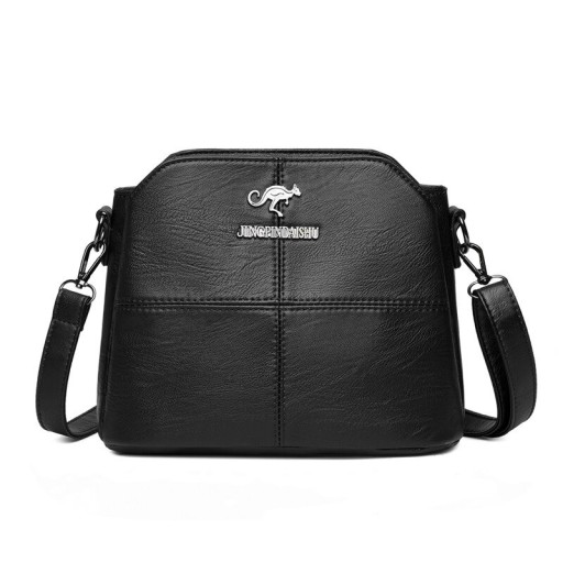 Sac à main crossbody pour femmes avec surface légèrement plissée Surpiquage décoratif Sangle amovible Cuir PU et polyester 23 x 13 x 18