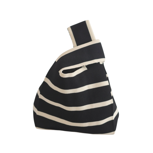 Sac à main en tricot pour femmes avec motif rayé 20x35 cm polyester doublure en coton sac à main pour un usage quotidien