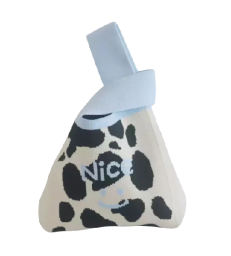 Sac à main en tricot pour femmes avec motif tacheté 20x35 cm polyester avec doublure en coton blanc noir bleu pour un usage quotidien