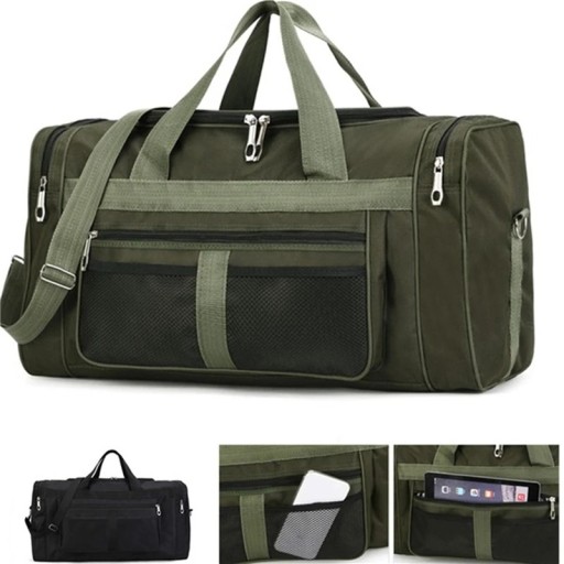 Sac de voyage en nylon 58 x 22 x 30 cm Sac léger à bandoulière avec sangle de 80 cm Sac de sport pliable Bagages pour voiture pour excursions et week-ends