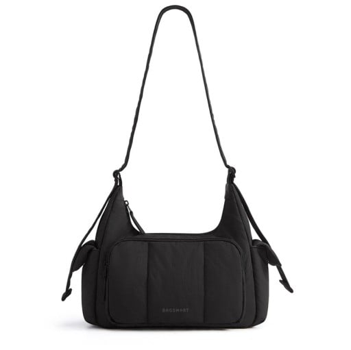 Sac en nylon matelassé à bandoulière Sac à bandoulière spacieux avec poches zippées Dimensions 21 x 16 x 7 cm Sac d'école pour l'école