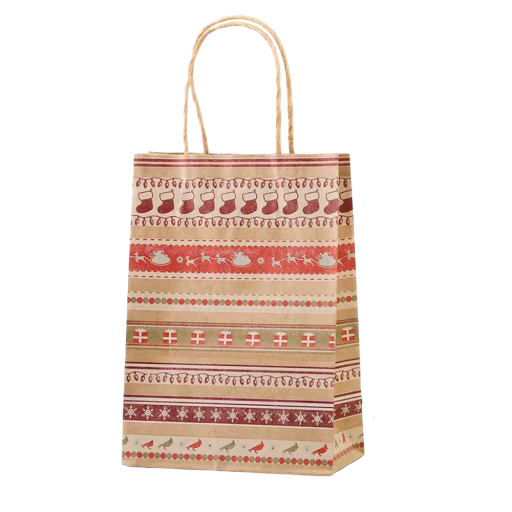 Sac en papier avec motif de Noël 21 x 15 x 8 cm 4 pcs