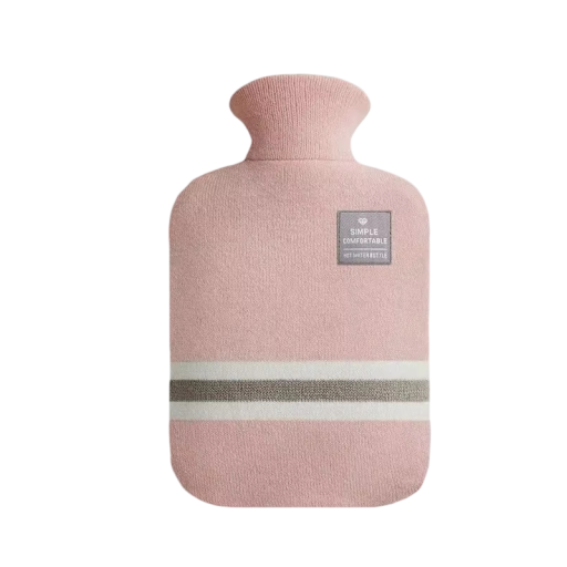 Sac isotherme 2000 ml avec housse tricotée Grande capacité bouillotte pour le ventre les mains Soulagement des douleurs menstruelles