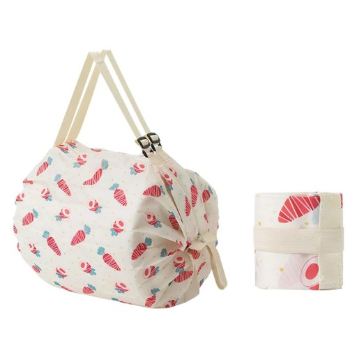 Saco de compras dobrável 40 x 40 cm em nylon Saco resistente com padrão de legumes Saco dobrável com alta capacidade de carga de 20 kg Capacidade
