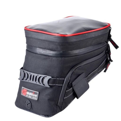 Saco de depósito para motocicleta com fecho rápido e elementos reflexivos 12–16L