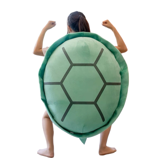 Saco de dormir de peluche con forma de caparazón de tortuga Saco de dormir de peluche para adultos Concha de peluche ponible Almohada suave para dormir ponible en la espalda 100 cm