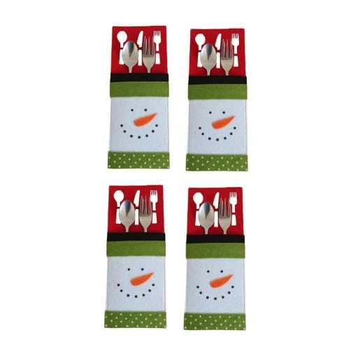 Saco de Natal para Talheres de Boneco de Neve 4 pcs