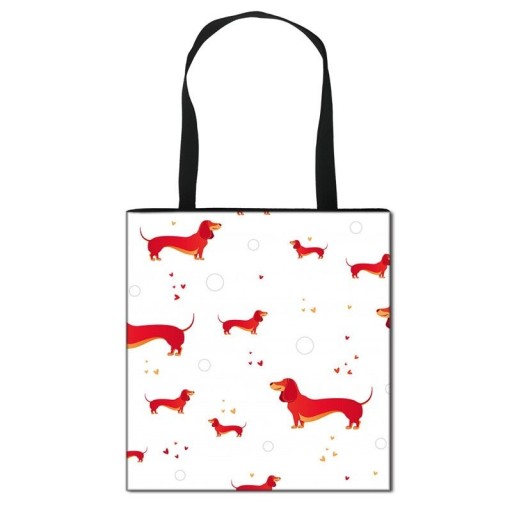 Saco de tela para senhora com padrão de cão salsicha