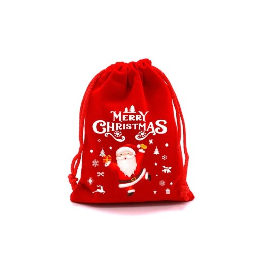 Saco de veludo de Natal 13 x 18 cm Saco vermelho com cordão Merry Christmas com o Pai Natal Saco de presente para doces decoração festa de casamento embalagem de presentes