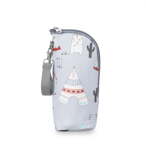 Saco térmico isolante para garrafa de criança 22 x 8 cm Saco de viagem para carrinho com motivo de índios Saco térmico sem acessórios