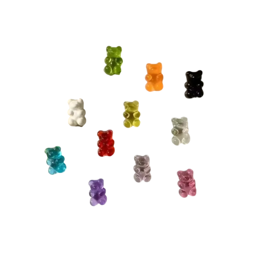 Sada 10 ks magnetů na lednici gumoví medvídci 1,1×1,7 cm dekorativní magnetické úchyty barevné pro uchycení poznámek