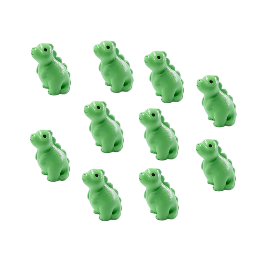 Sada 10 ks  Mini figurka zelený dinosaurus 1,7 × 1,6 cm Pryskyřicová dekorace do mini zahrádky akvária nebo květináče