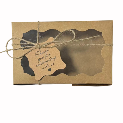 Sada 10 ks papírových dárkových krabiček 18×11×4 cm s okýnkem barevná krabice s mašlí a věnováním na sladkosti a dárky