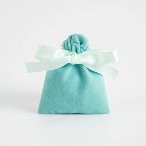 Sada 10 ks tyrkysových sametových zatahovacích sáčků 7×9 cm se stužkou, dárkové látkové pytlíky na šperky a drobnosti