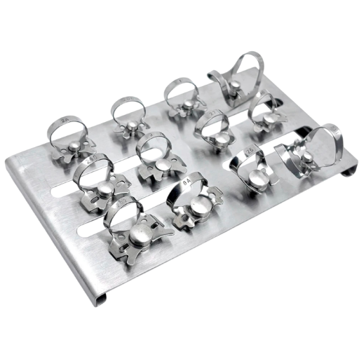 Sada 12 ks zubních endodontických svorek kofferdamové klipy nerezová ocel stomatologické držáky pro fixaci kofferdamu