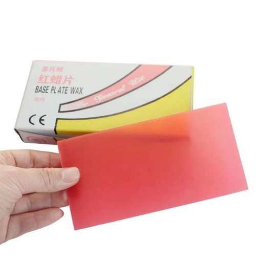 Sada 17 ks voskových desek pro zubní modelování 1,3 mm technický dentální vosk červený pro odlévání modelů a protéz